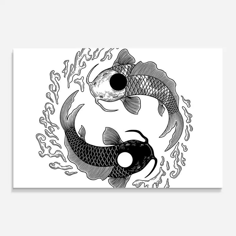 Abverkauf Glasbild Koi Art Yinyang