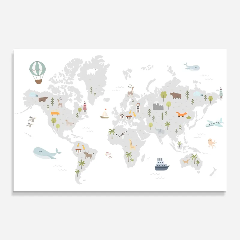 Solange Der Vorrat Reicht Glasbild Pretty Grey Map