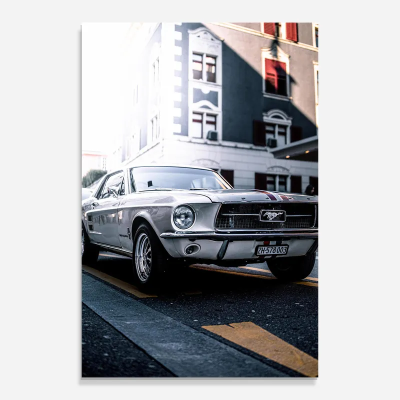Kostenloser Rückversand Glasbild Vintage White Car