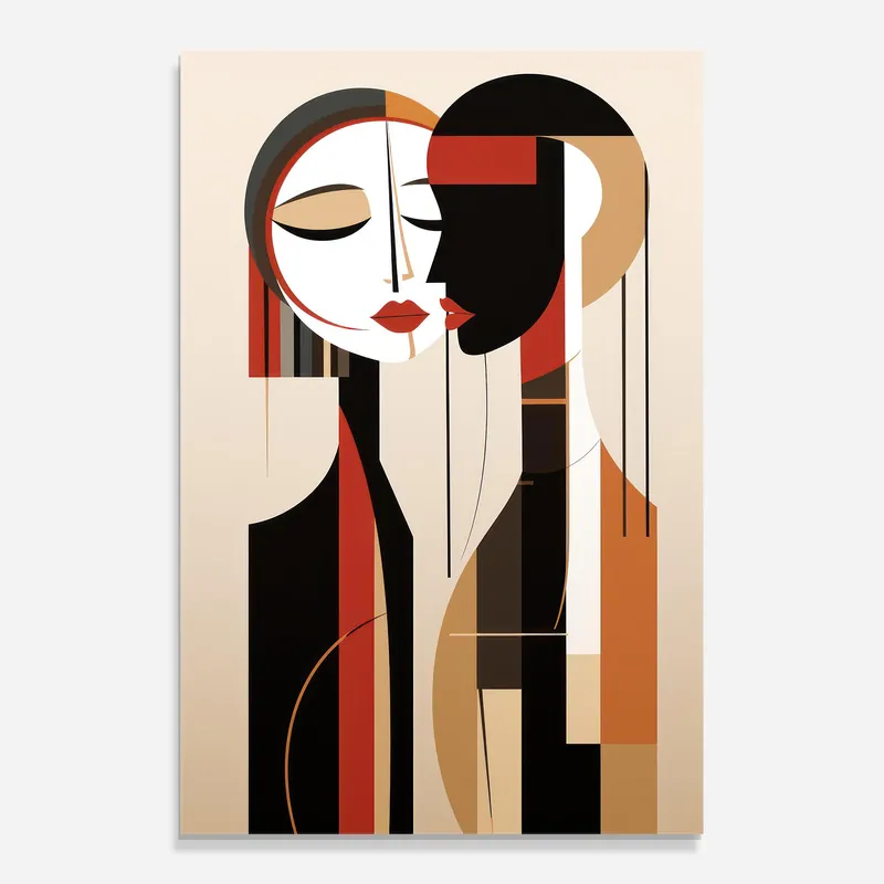 Kostenfreie Lieferung Glasbild Abstract Couple Kissing