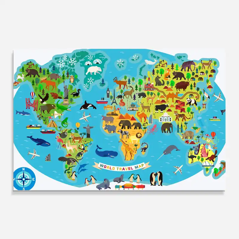 Aktuell Glasbild Kids Travel Map