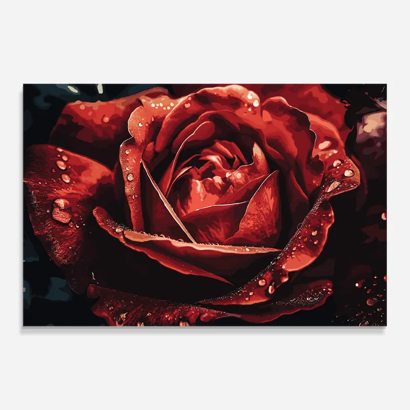 Glasbild Wet Wild Rose Preisreduziert