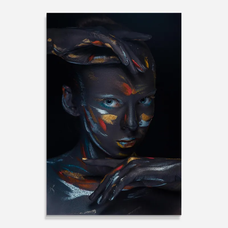 Abverkauf Glasbild Woman Black Paint