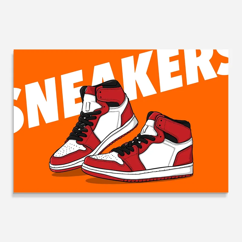 Echt Glasbild Red White Shoes