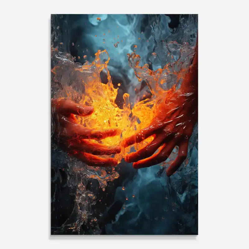Preisreduziert Glasbild Fire Water