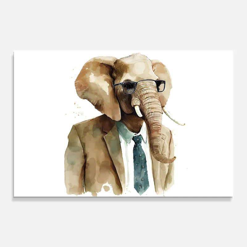 Top-Angebot Glasbild Bussines Elephant