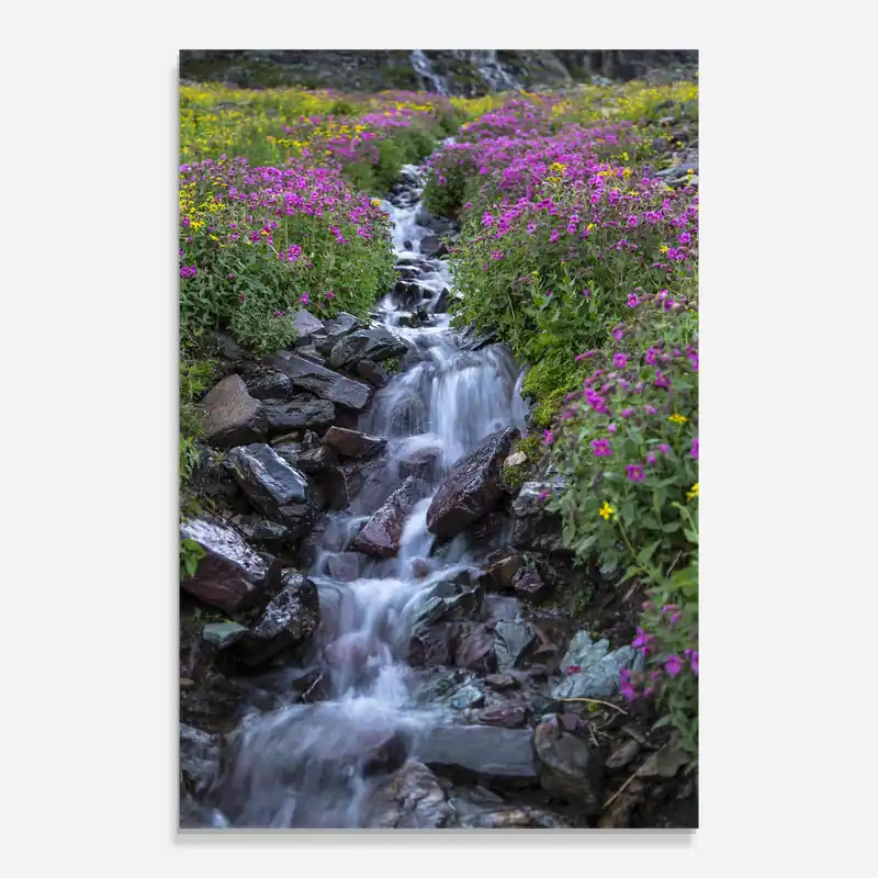 Zertifiziert Glasbild Water Falling Field