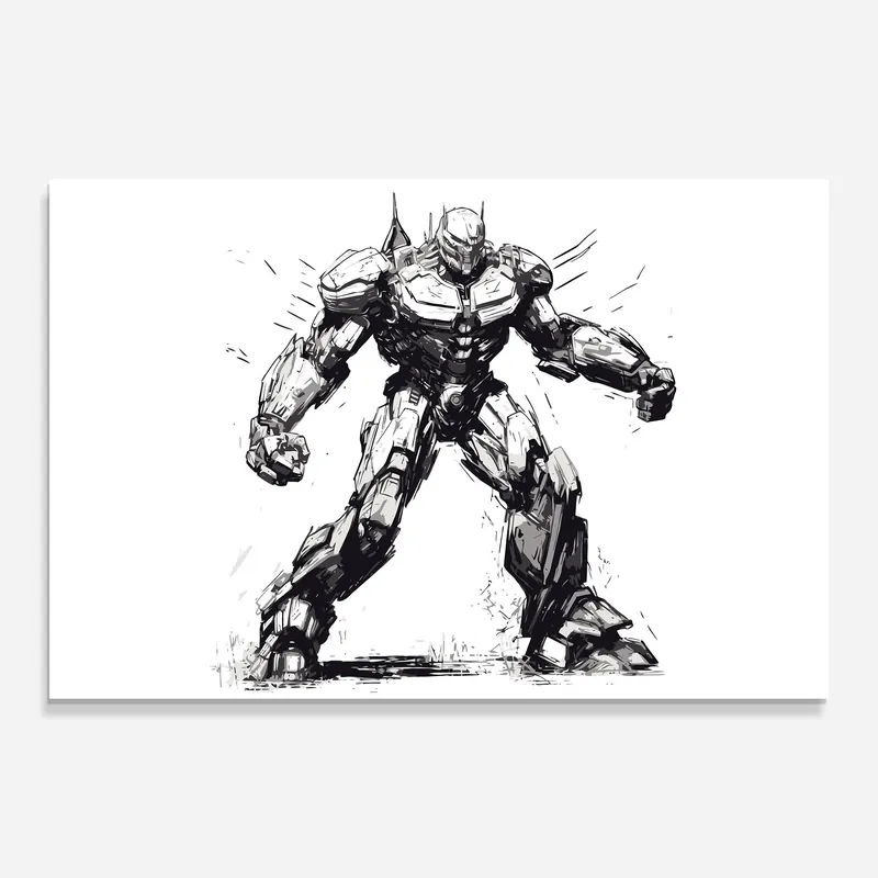 Knallerangebot Glasbild Grey White Robot