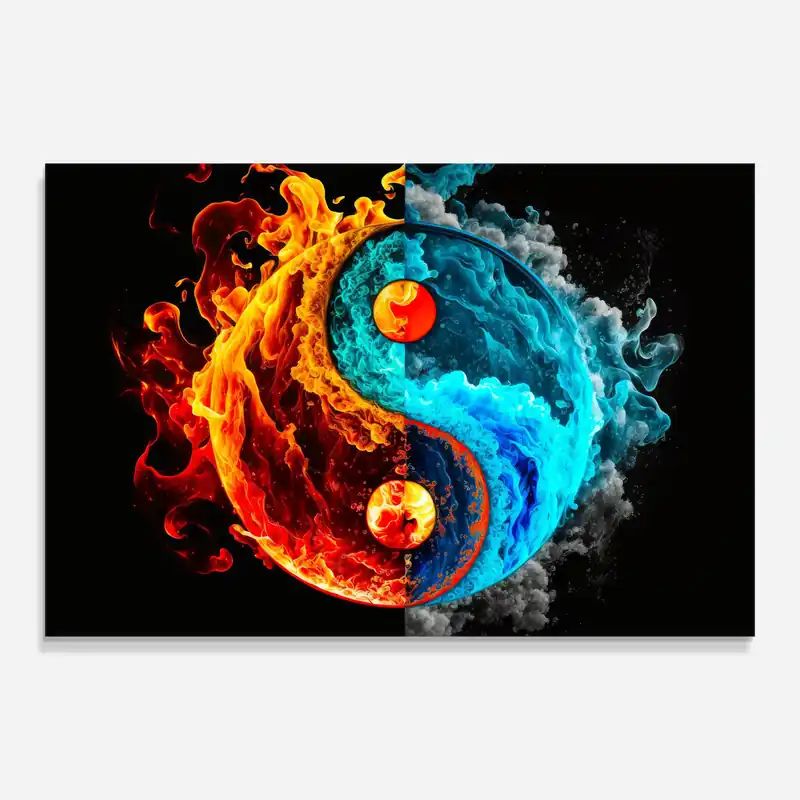 Neu Glasbild Blue Smoke Yinyang