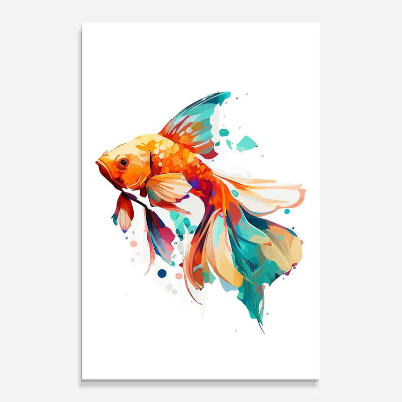 Glasbild Blue Orange Fish Rabatt