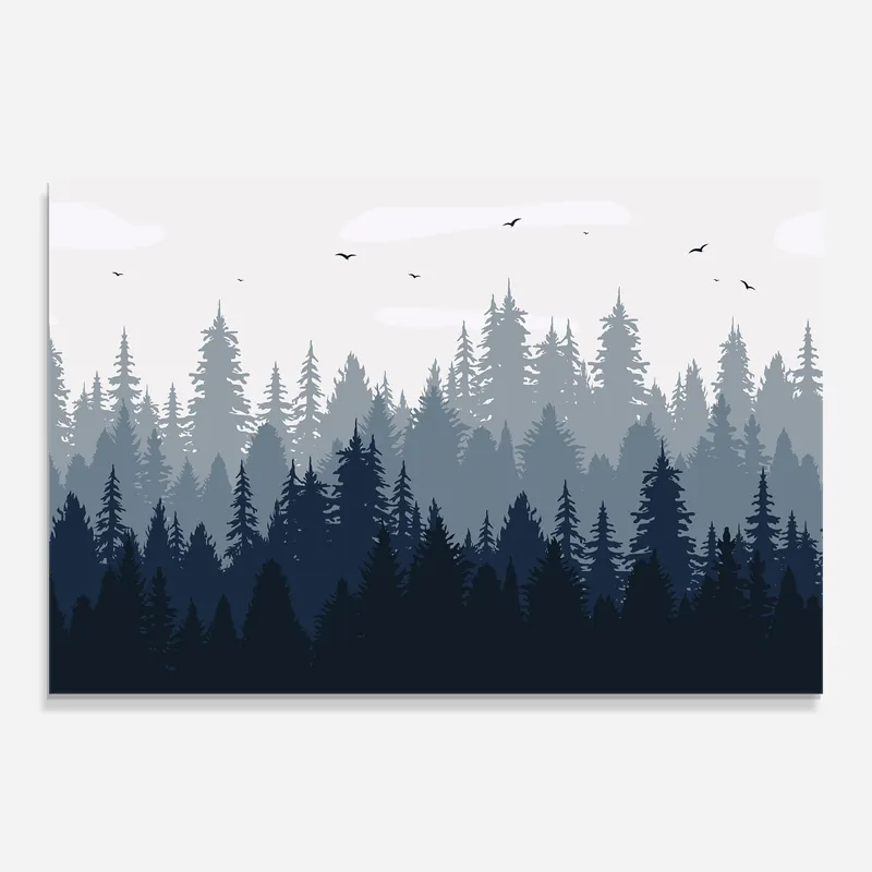 Neue Kollektion Glasbild Foggy Blue Forest