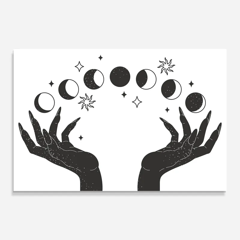 Heißes Angebot Glasbild Magic Moon Hands