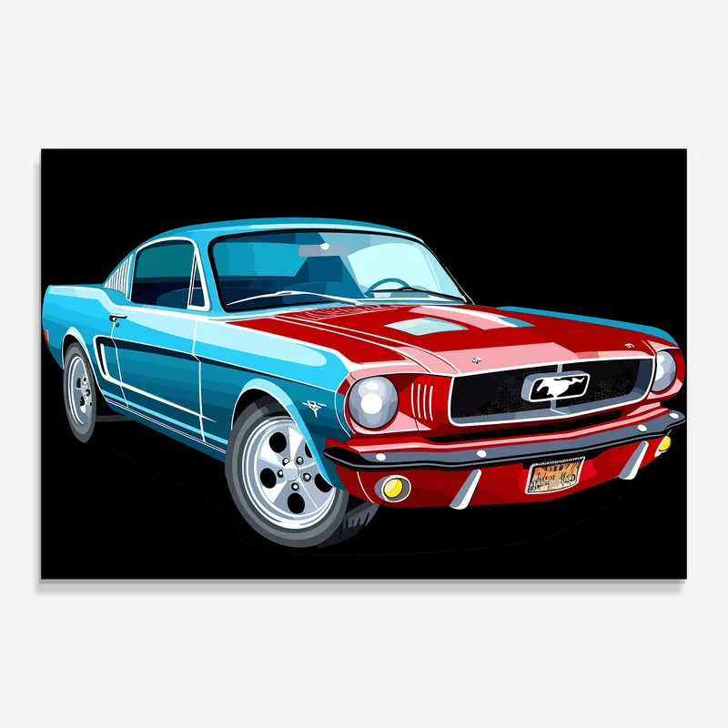 Glasbild Blue Red Mustang Schnäppchen
