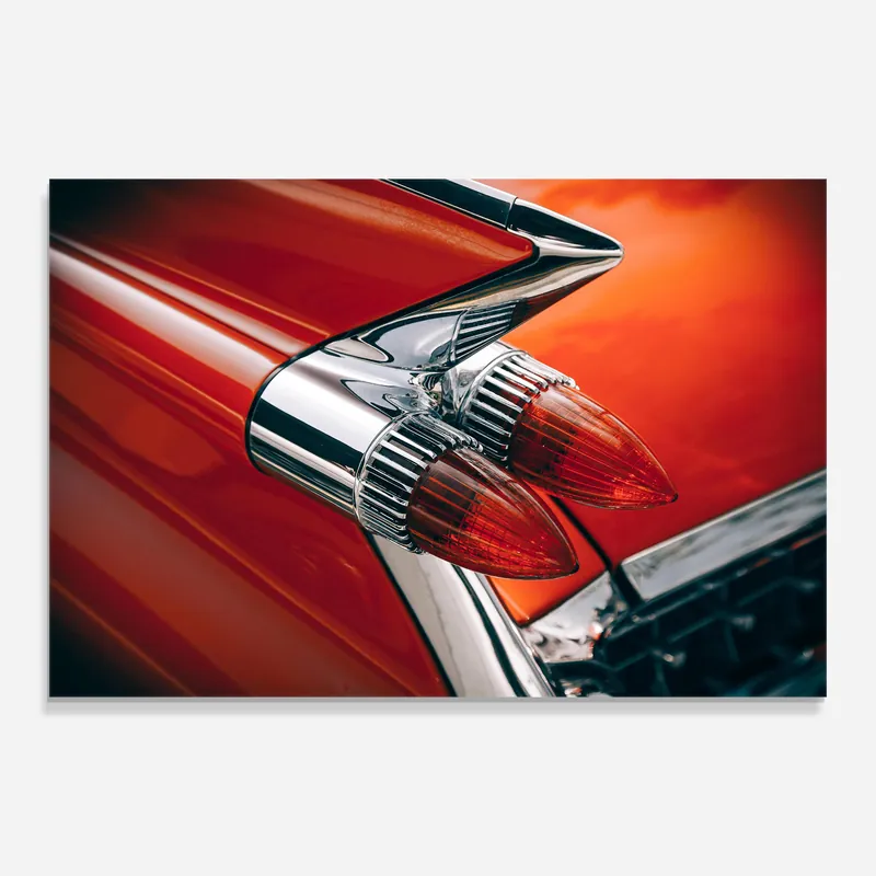 Zertifiziert Glasbild Vintage Car Red