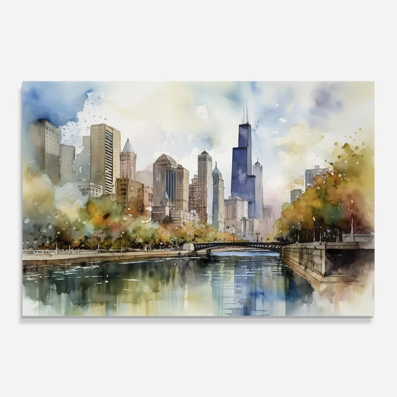 Glasbild City Skyline Painting Angebot