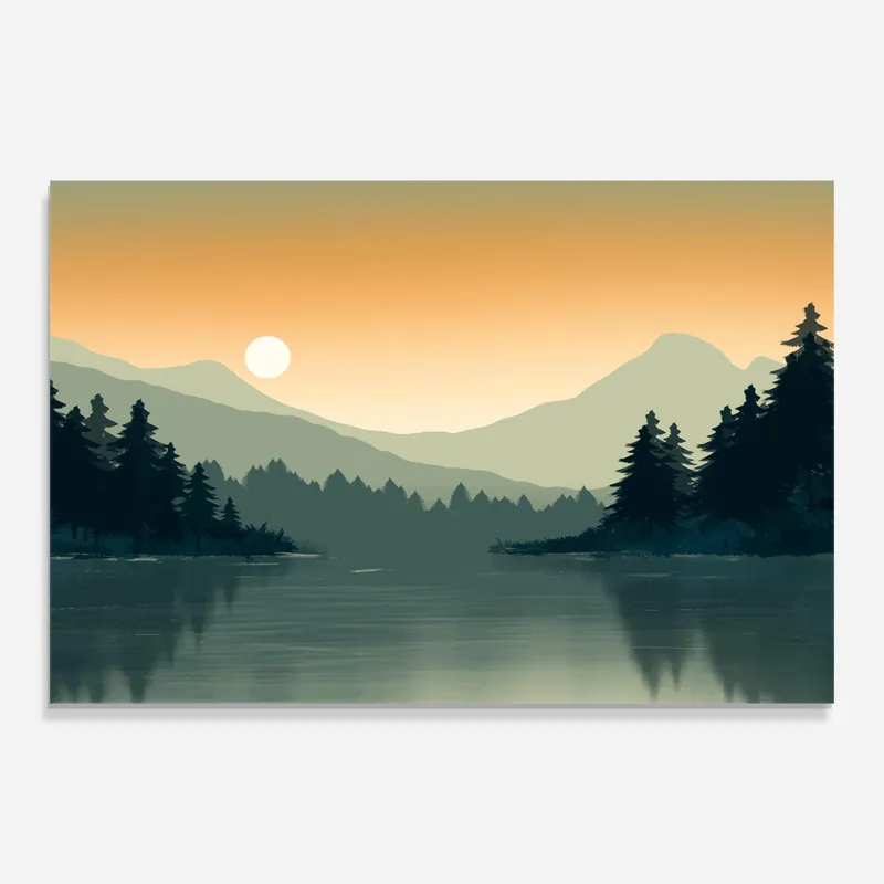 Glasbild Mountain Green Lake Rabatt