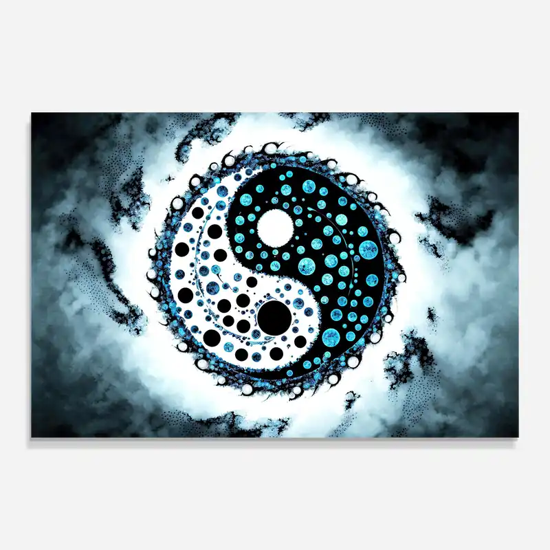Aktuell Glasbild Blue White Yinyang