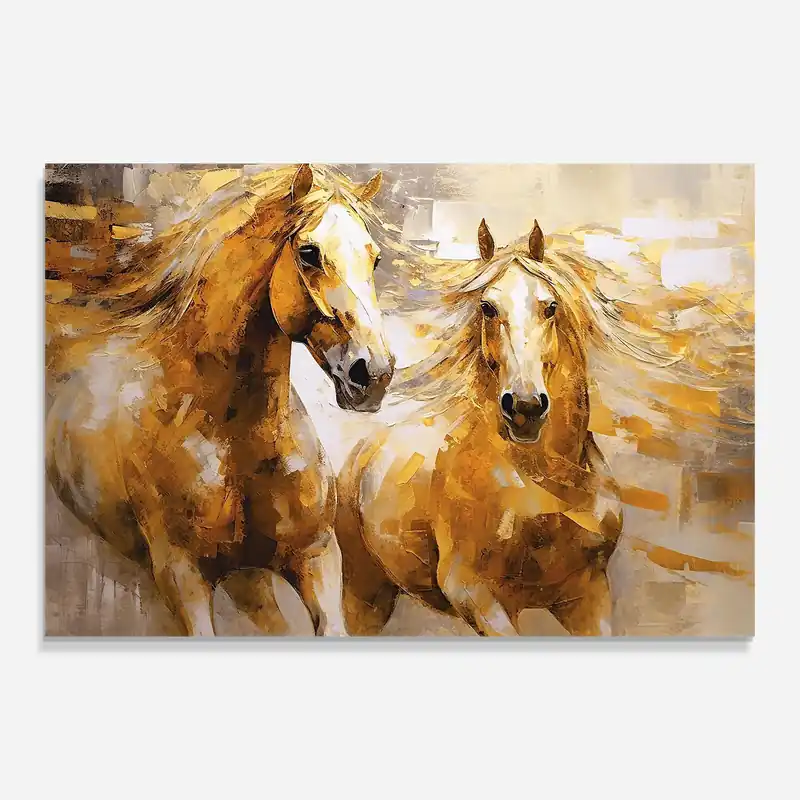Beliebt Glasbild Golden Brown Horses