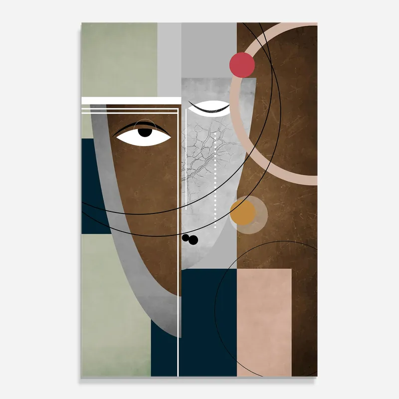 Glasbild Abstract Brown Face Markenware