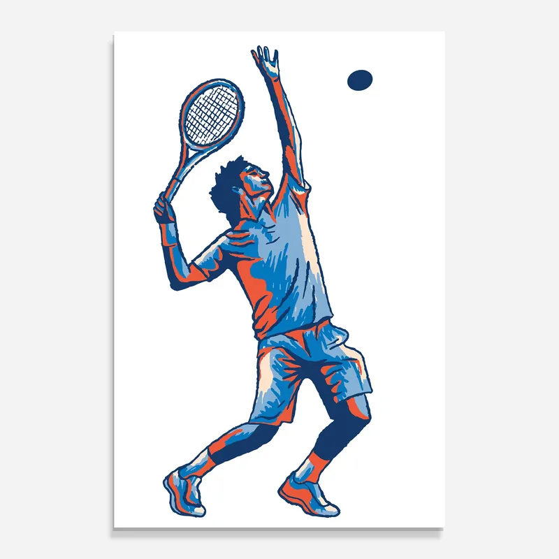 Bestpreis Glasbild Blue Red Tennis