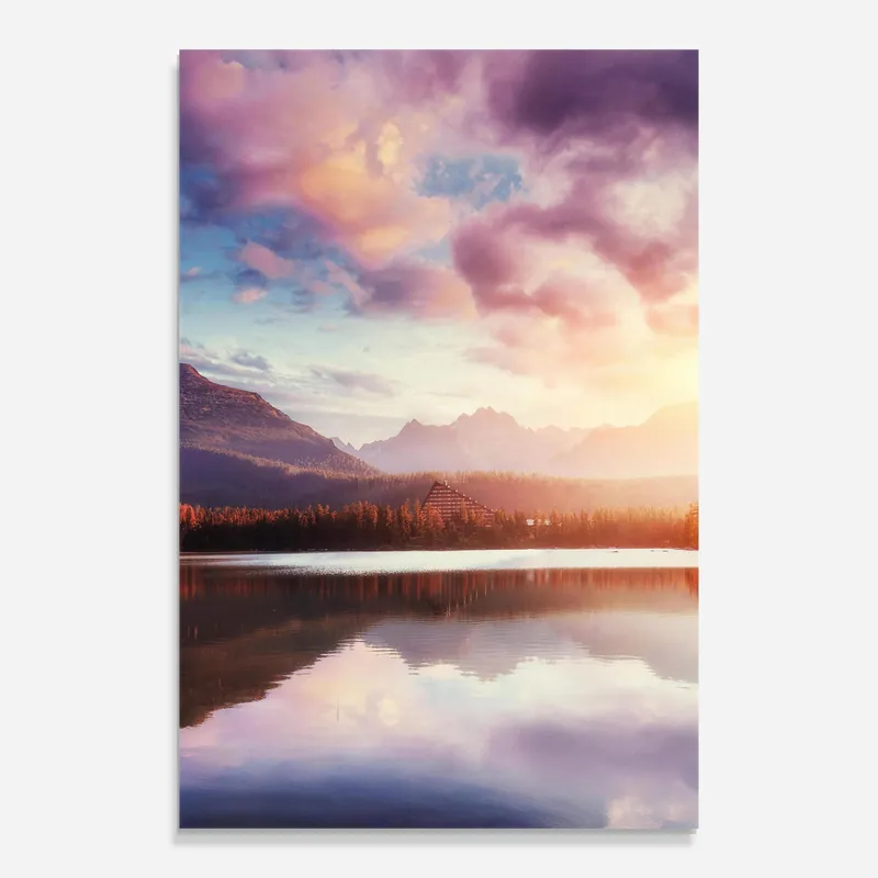 Glasbild Orange Lake Light Neuheit