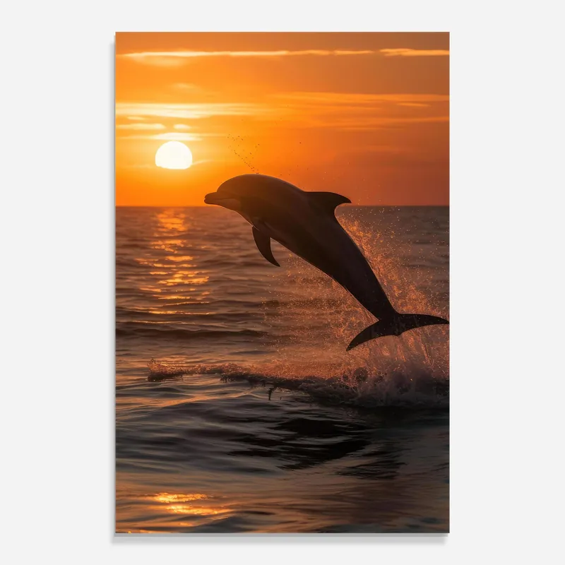 Echt Glasbild Dolphin Jump