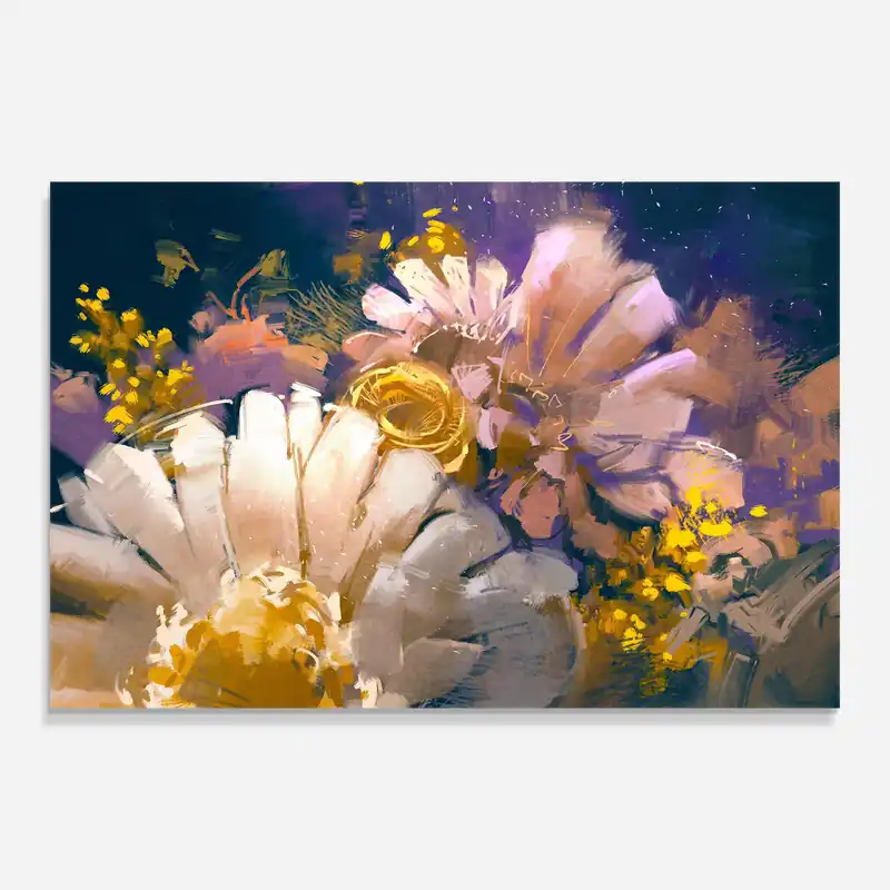 Glasbild Gold Purple Flowers Abverkauf