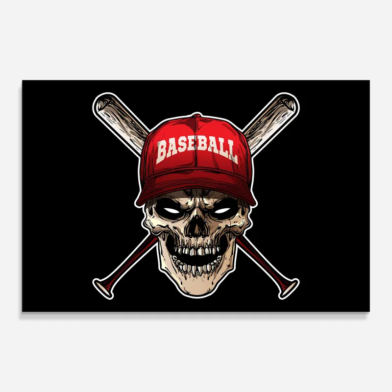 Glasbild Baseball Skull Rabatt
