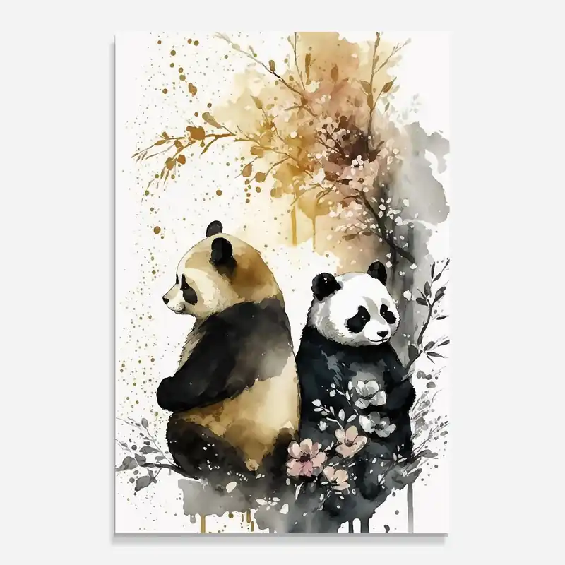Abverkauf Glasbild Gold Panda Art