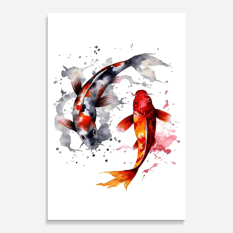 Glasbild Beautiful Koi Billig