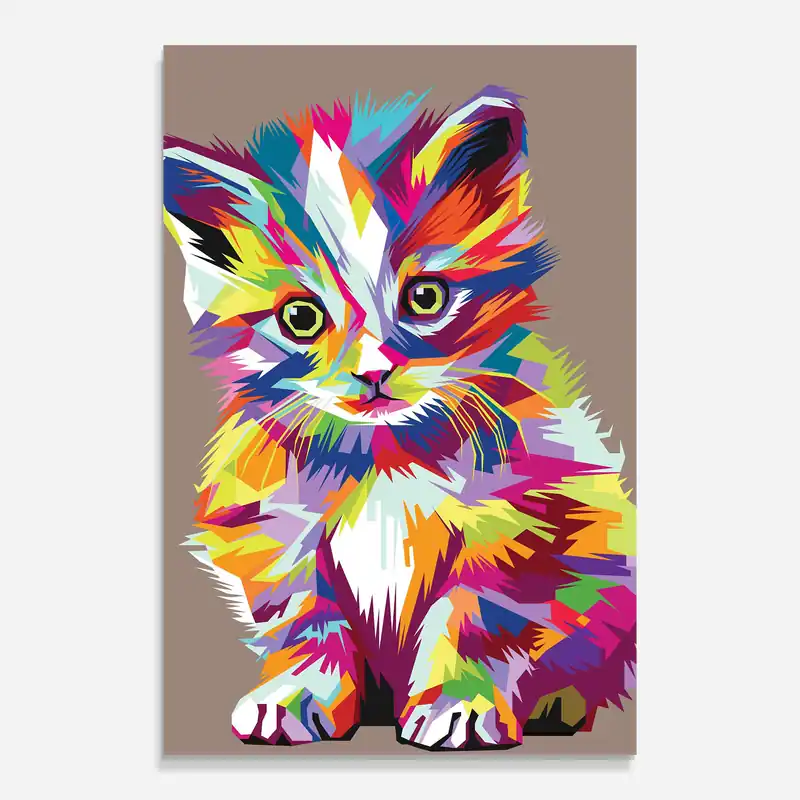 Schneller Versand Glasbild Colorful Cat