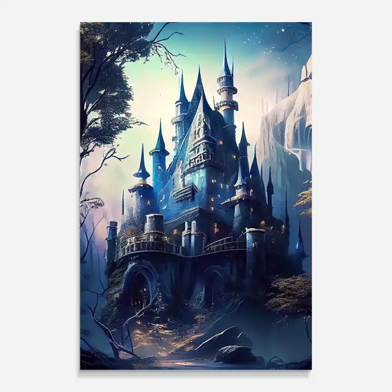 Abverkauf Glasbild Blue Art Castle