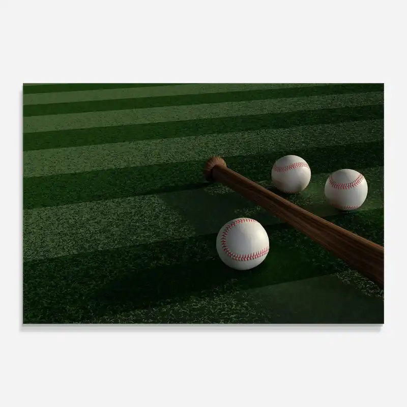 Zertifiziert Glasbild Baseball Balls On Grass