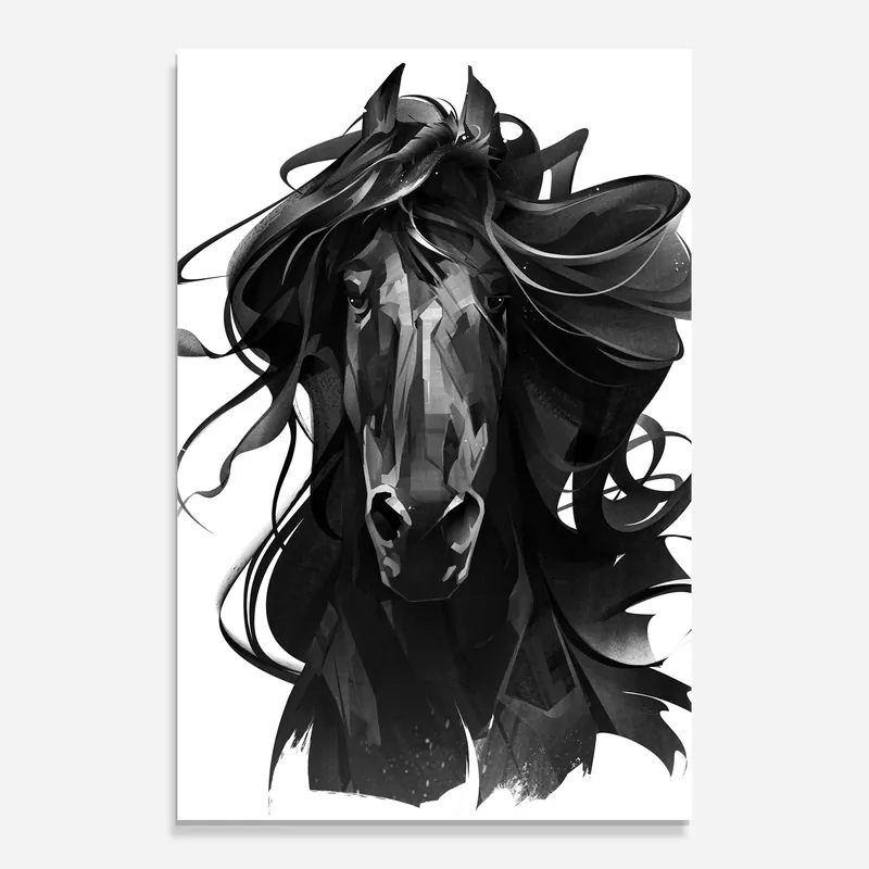 Glasbild Black Horse Portrait Neu Im Sortiment