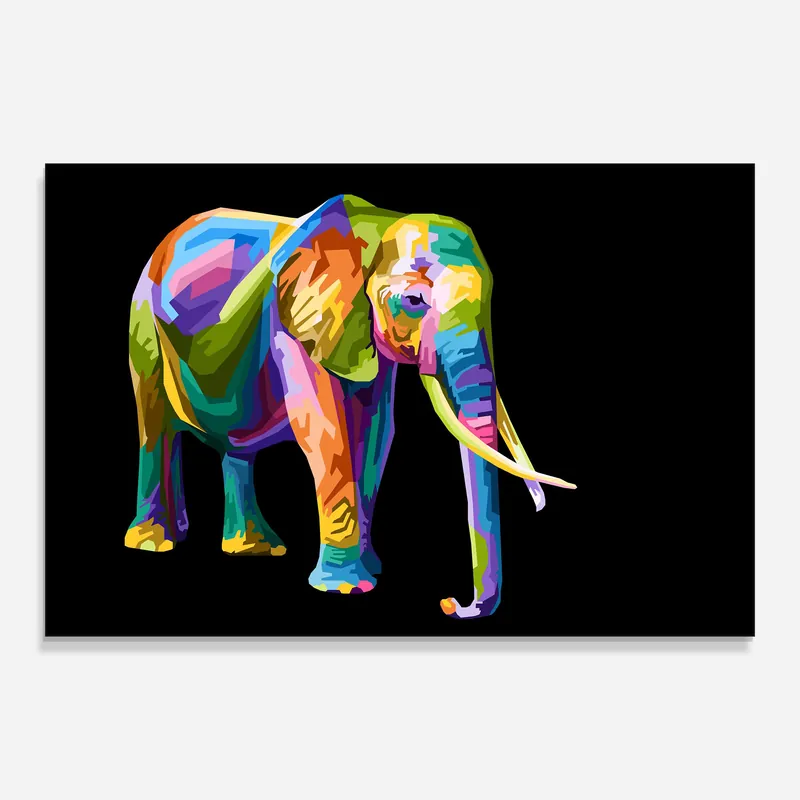 Glasbild Colorful Elephant Art Direktkauf