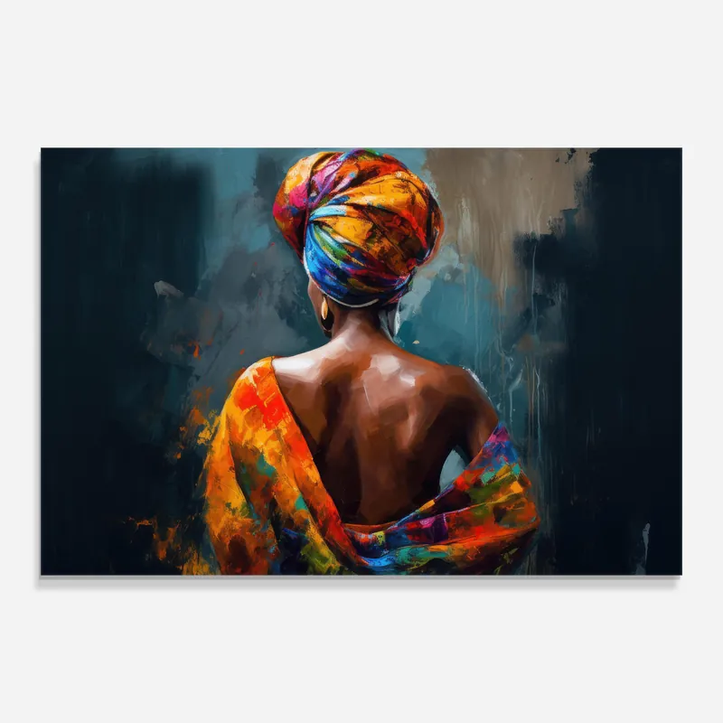 Preisreduziert Glasbild Colorful Turban Woman