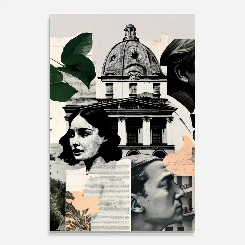 Glasbild Vintage Collage Gratis Versand