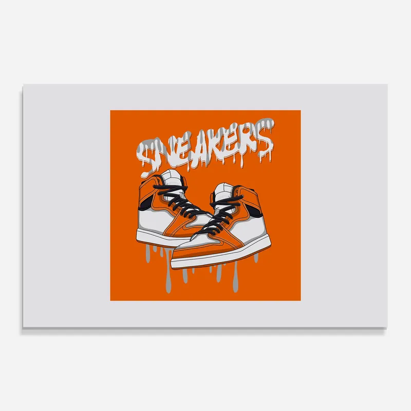 Zertifiziert Glasbild Orange Grey Sneakers