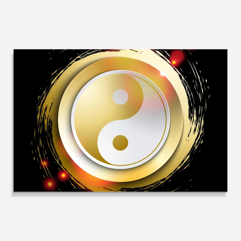 Schneller Versand Glasbild Gold Light Yinyang