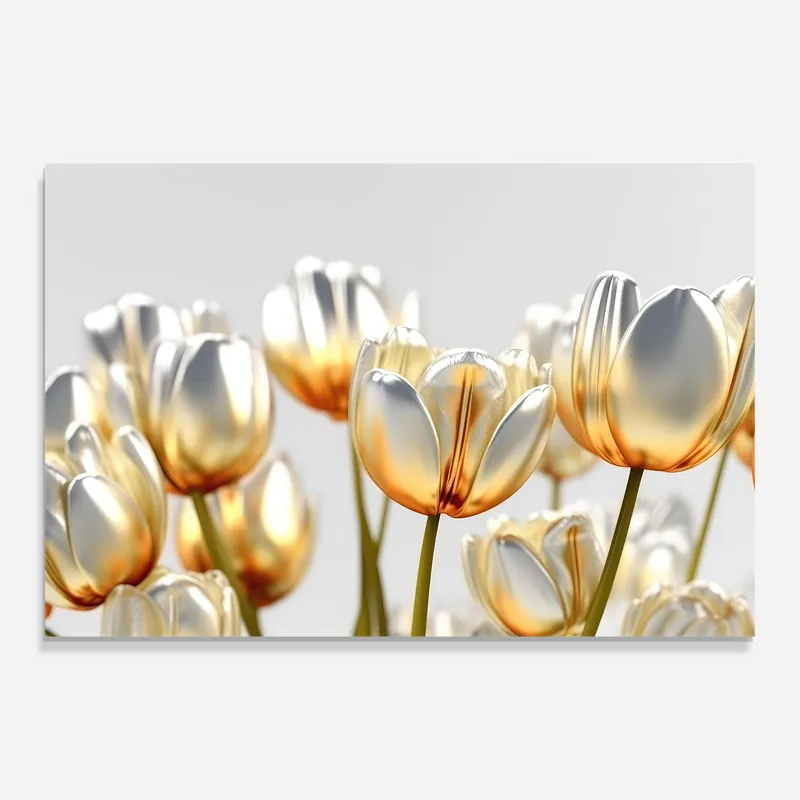 Begrenztes Angebot Glasbild White Golden Tulips