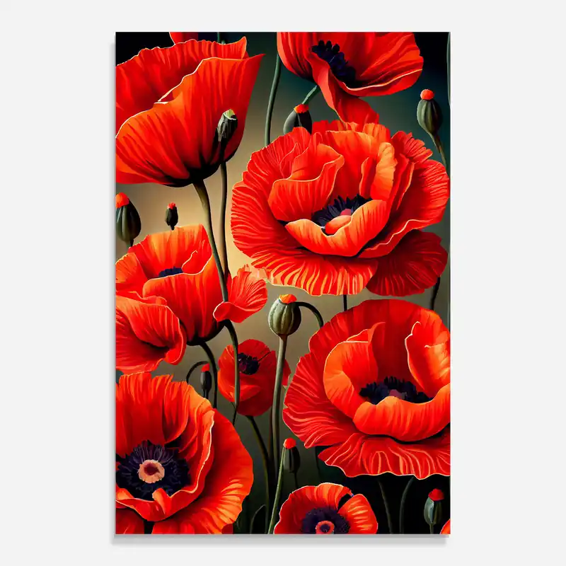 Glasbild Pretty Poppy On Green Kostenfreie Lieferung