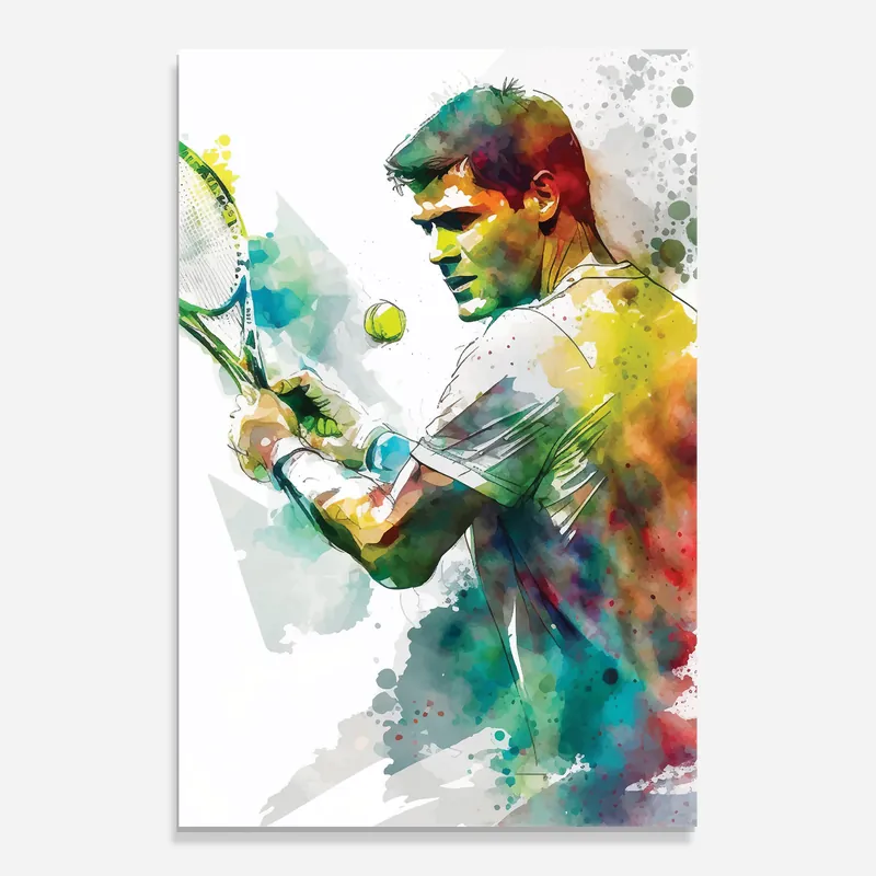 Gratis Versand Glasbild Tenis Watercolor