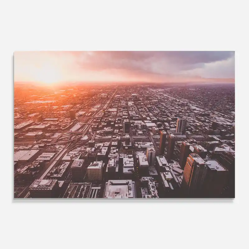 Glasbild Sunrise Urban View Top-Preis