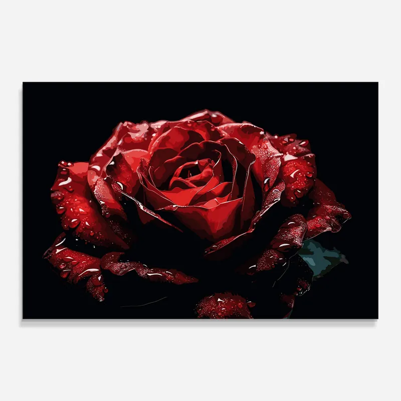 Glasbild Wet Red Rose Ausverkauf