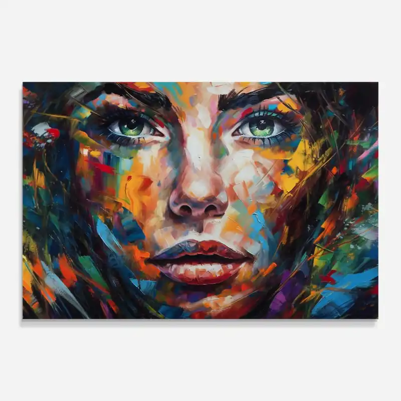 Aktuell Glasbild Vibrant Color Woman Paint