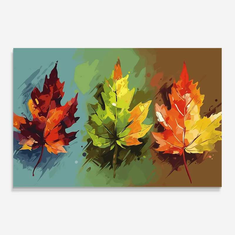 Glasbild Three Leaves Mega-Angebot