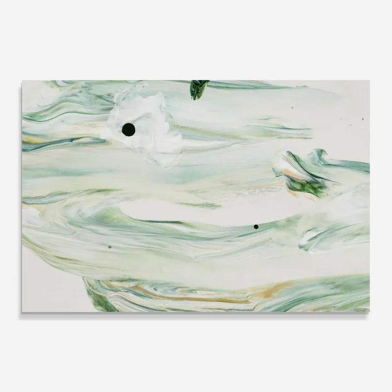 Geprüft Glasbild Light Green Painting