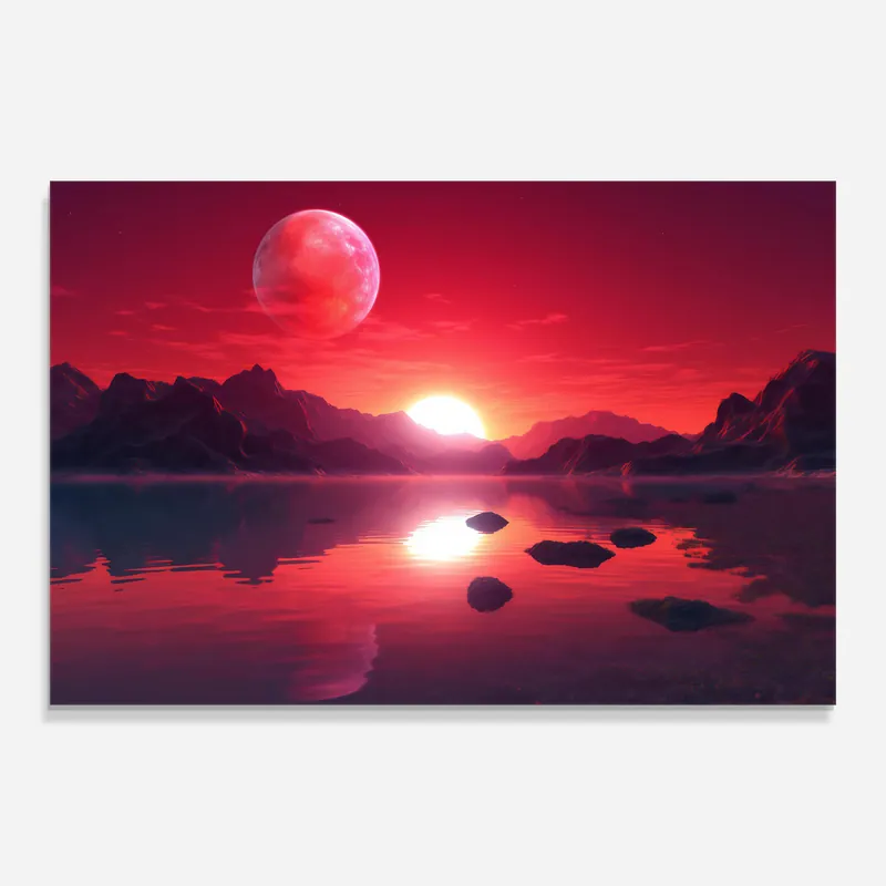 Schnäppchen Glasbild Fantasy Alien Planet