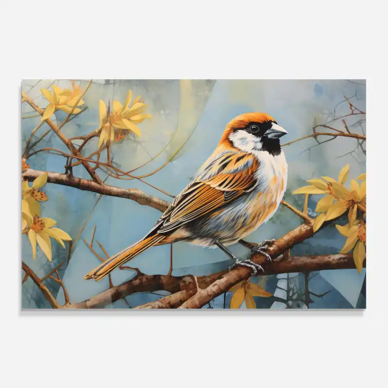 Kostenloser Rückversand Glasbild Sparrow Art Ainting