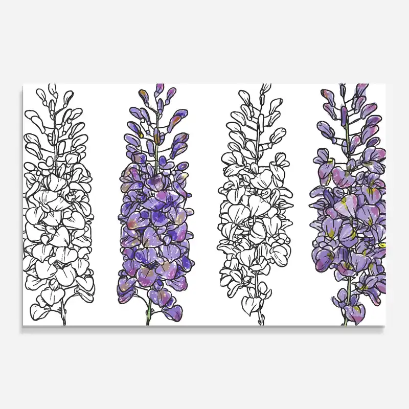 Sale Glasbild Purple Flower Line